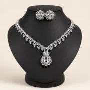 Bridal Champagne Gemstone Necklace Earring Set Formal Party Luxury Jewellery - Image 4