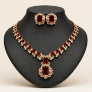 Bridal Champagne Gemstone Necklace Earring Set Formal Party Luxury Jewellery - Image 6