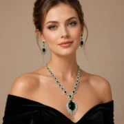 Royal Wing Design Ruby Necklace Earring Set Large Oval Red Crystal Bridal Formal Accessories - Image 10