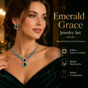18K Gold Plated Royal Floral CZ Statement Jewelry Set, Emerald Ruby Citrine White Crystal Wedding Accessory For Women - Image 6