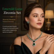 18K Gold Plated Royal Floral CZ Statement Jewelry Set, Emerald Ruby Citrine White Crystal Wedding Accessory For Women - Image 3
